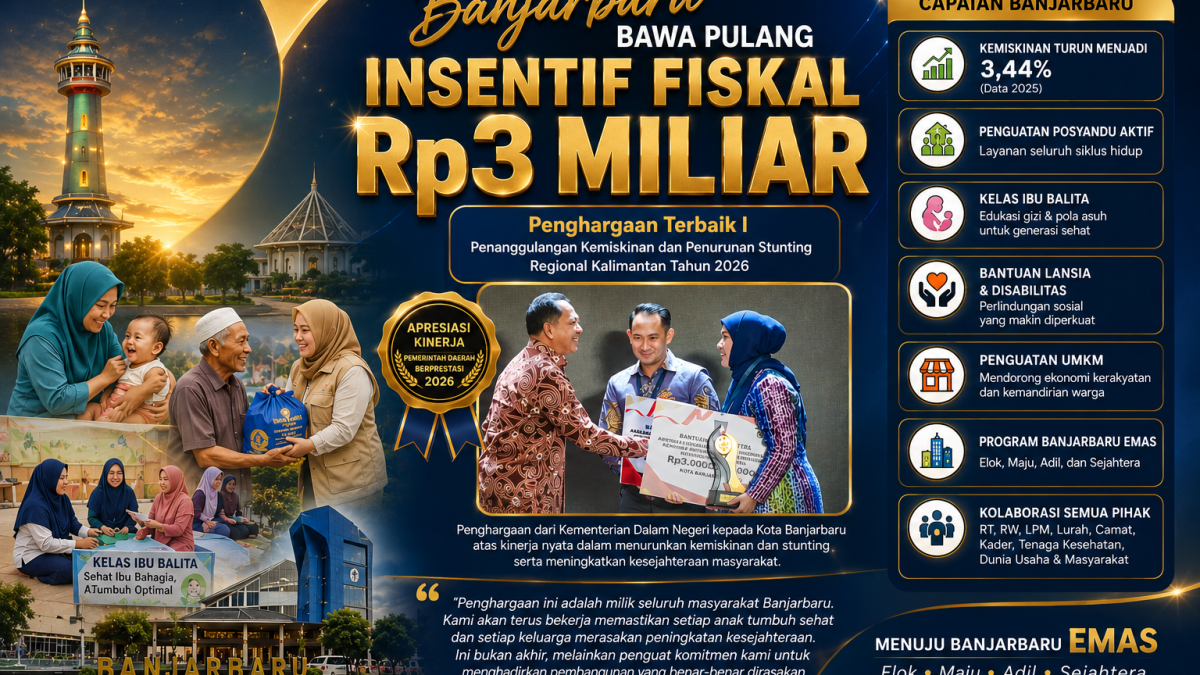 Banjarbaru Raih Insentif Fiskal Rp3 Miliar, Bukti Kepemimpinan Wali Kota Lisa Menekan Stunting dan Kemiskinan