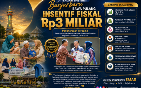 Banjarbaru Raih Insentif Fiskal Rp3 Miliar, Bukti Kepemimpinan Wali Kota Lisa Menekan Stunting dan Kemiskinan