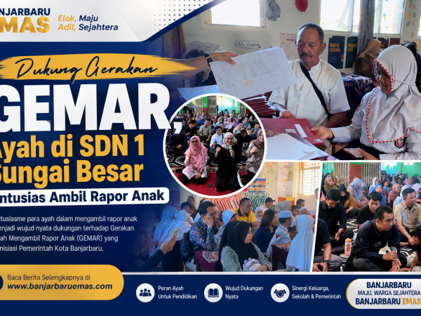 Dukung Gerakan GEMAR, Ayah di SDN 1 Sungai Besar Antusias Ambil Rapor Anak