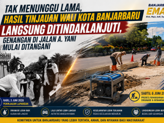 Tak Menunggu Lama, Hasil Tinjauan Wali Kota Banjarbaru Langsung Ditindaklanjuti, Genangan di Jalan A. Yani Mulai Ditangani
