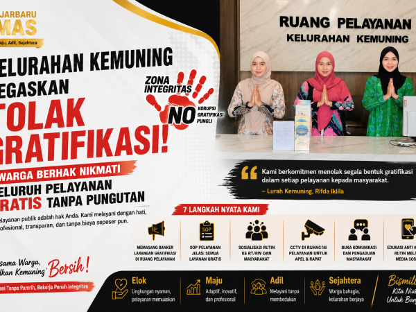 Kelurahan Kemuning Tegaskan Tolak Gratifikasi, Warga Berhak Nikmati Seluruh Pelayanan Gratis Tanpa Pungutan