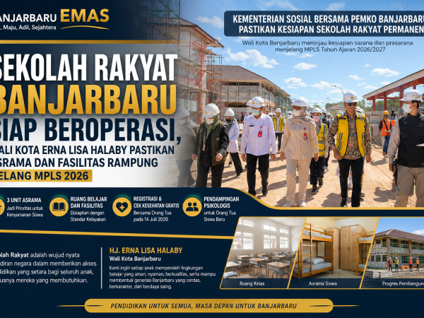 Sekolah Rakyat Banjarbaru Siap Beroperasi, Wali Kota Erna Lisa Halaby Pastikan Asrama dan Fasilitas Rampung Jelang MPLS 2026