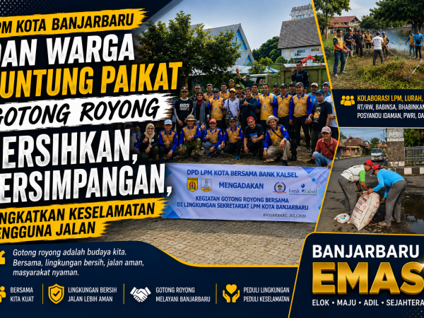 LPM Kota Banjarbaru dan Warga Guntung Paikat Gotong Royong Bersihkan Persimpangan, Tingkatkan Keselamatan Pengguna Jalan