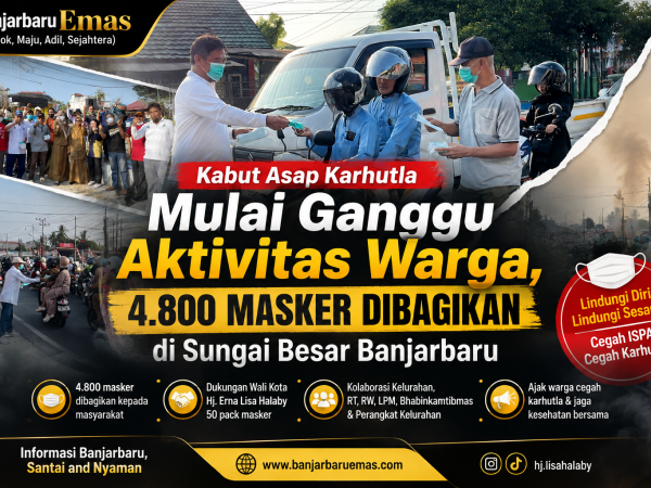 Kabut Asap Karhutla Mulai Ganggu Aktivitas Warga, 4.800 Masker Dibagikan di Sungai Besar Banjarbaru