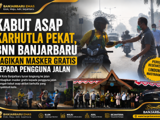 Kabut Asap Karhutla Pekat, BNN Banjarbaru Bagikan Masker Gratis kepada Pengguna Jalan
