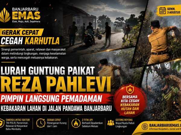 Lurah Guntung Paikat Pimpin Langsung Pemadaman Kebakaran Lahan di Jalan Pandawa Banjarbaru