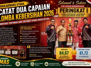 Banjarbaru Utara Catat Dua Capaian Lomba Kebersihan 2026, Mentaos Tertinggi dan Loktabat Utara Posisi Ketiga