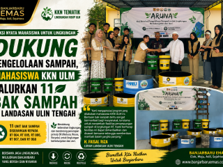 Dukung Pengelolaan Sampah, Mahasiswa KKN ULM Salurkan 11 Bak Sampah di Landasan Ulin Tengah